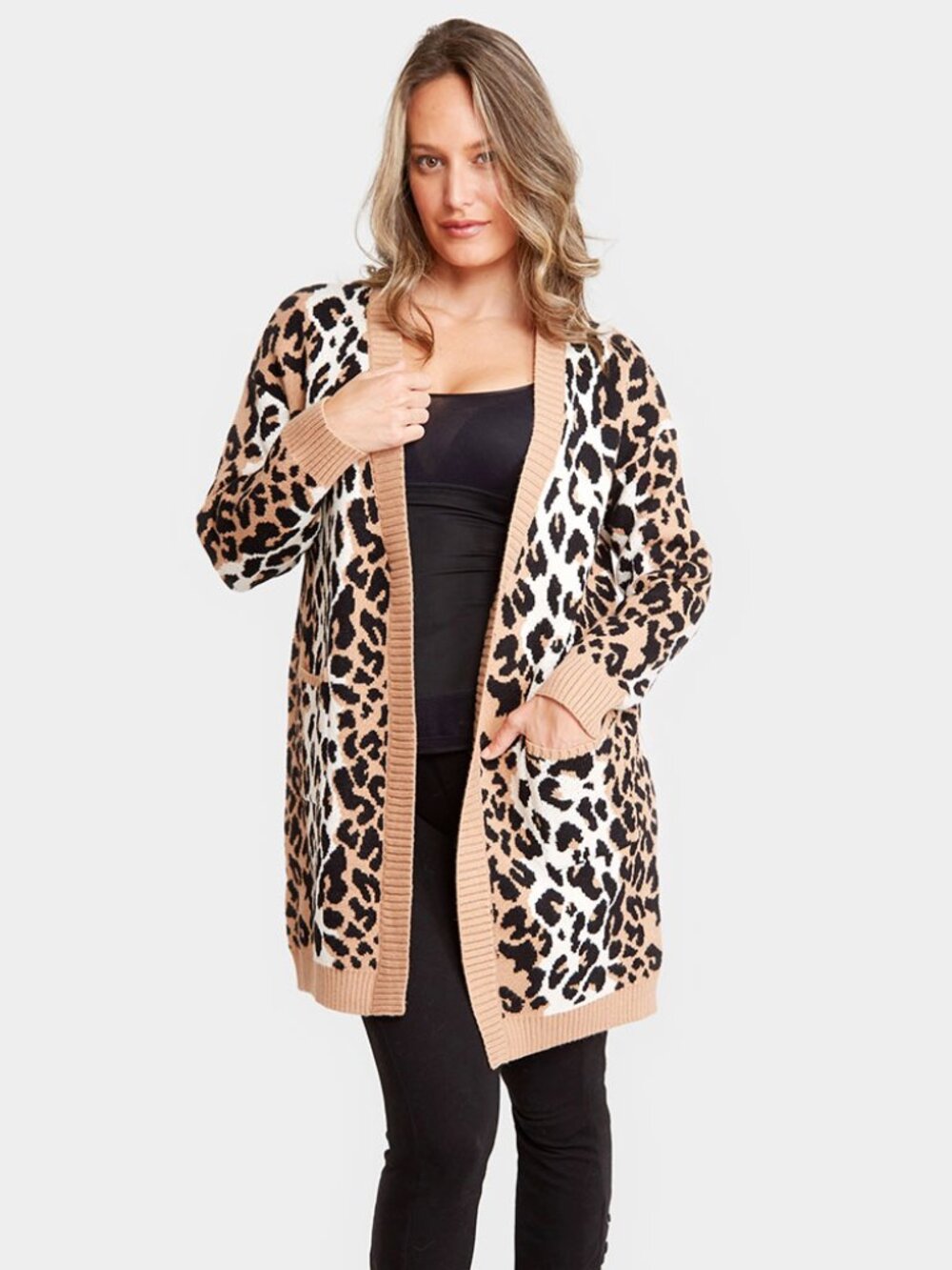 Leopard Pattern Pocket Cardigan